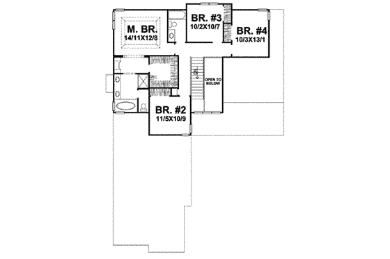 Floor Plan - Upper Floor for Craftsman House Plan #50-239 - 4 bed, 2.5 bath