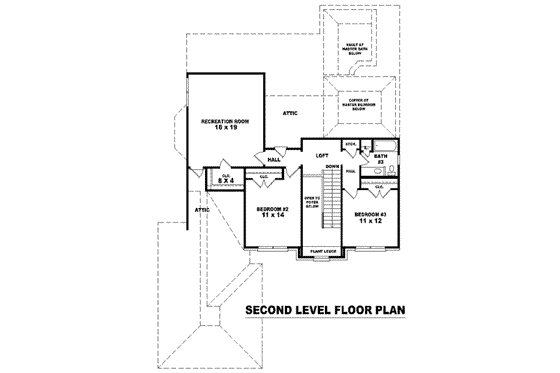 Floor Plan - Upper Floor for European House Plan #81-1059 - 3 bed, 3 bath