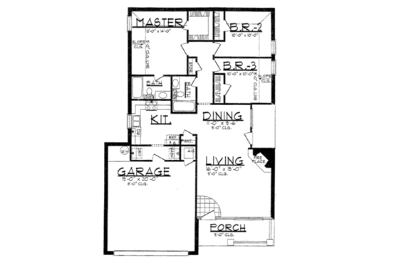 Floor Plan - Main Floor for Country House Plan #62-126 - 3 bed, 2 bath