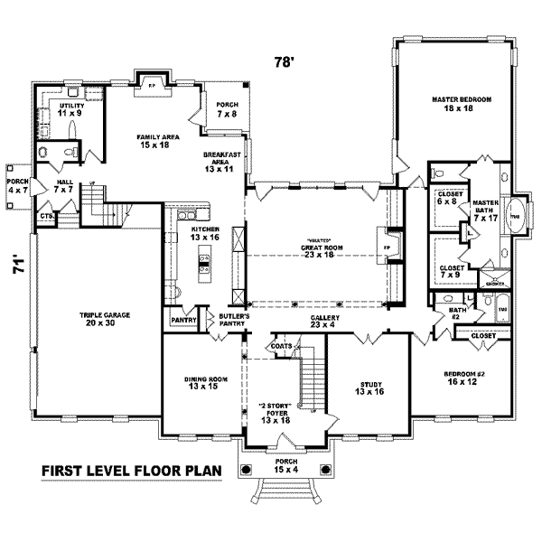 Colonial Floor Plan - Main Floor Plan #81-1658