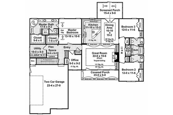 Floor Plan - Main Floor for Traditional House Plan #21-282 - 3 bed, 2.5 bath