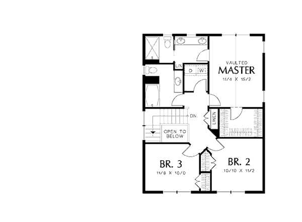 Craftsman Floor Plan - Upper Floor Plan #48-494