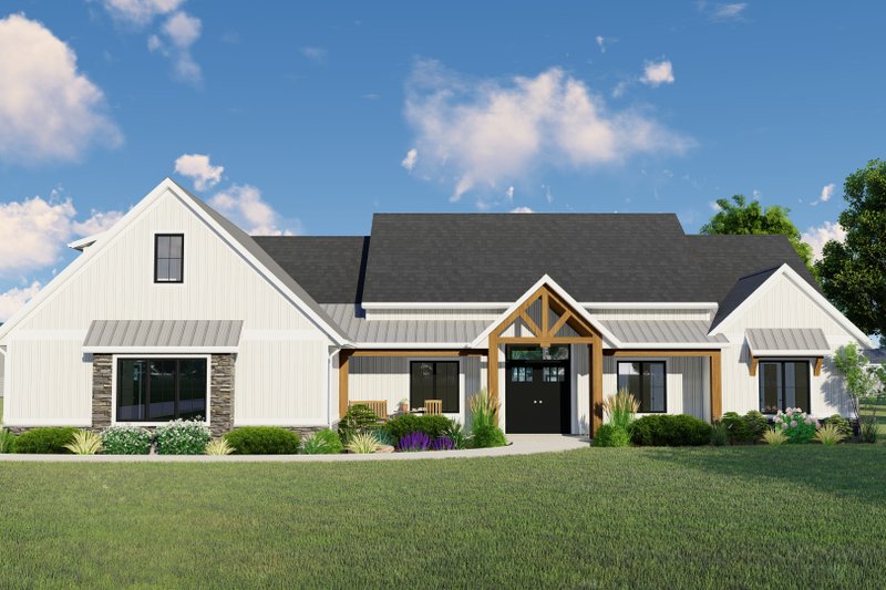 House Blueprint - Farmhouse Exterior - Front Elevation Plan #1064-141
