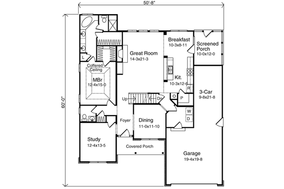 Floor Plan - Main Floor for Traditional House Plan #22-423 - 3 bed, 2.5 bath