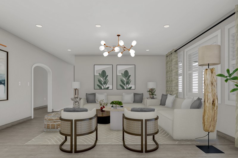 House Blueprint - Interior - Family Room for Ranch House Plan #1060-170 - 3 bed, 2 bath