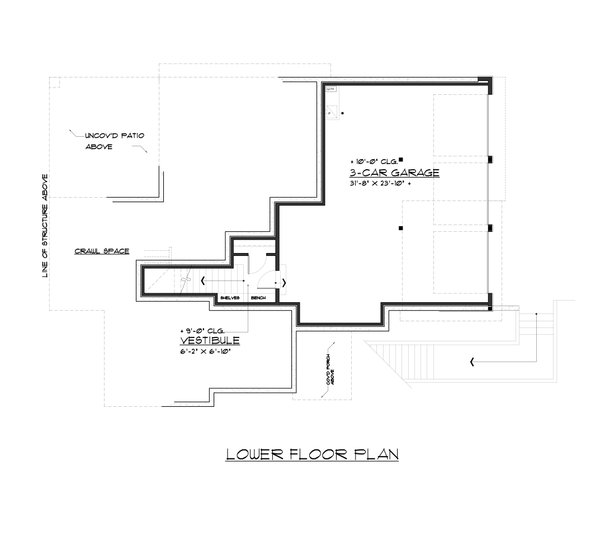 Contemporary Floor Plan - Lower Floor Plan #1066-62