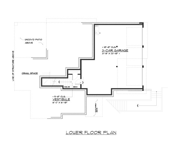 Architectural House Design - Contemporary Floor Plan - Lower Floor Plan #1066-62