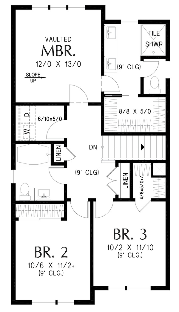 Contemporary Floor Plan - Upper Floor Plan #48-1198