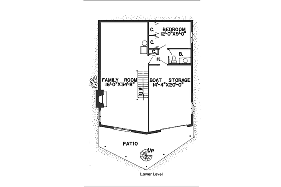 Floor Plan - Lower Floor for Bungalow House Plan #312-760 - 3 bed, 2.5 bath