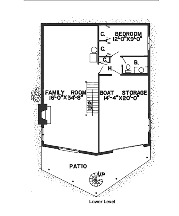 Floor Plan - Lower Floor for Bungalow House Plan #312-760 - 3 bed, 2.5 bath