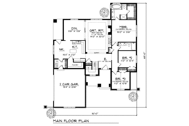 House Plan Design - Floor Plan - Main Floor for Traditional House Plan #70-275 - 3 bed, 2 bath