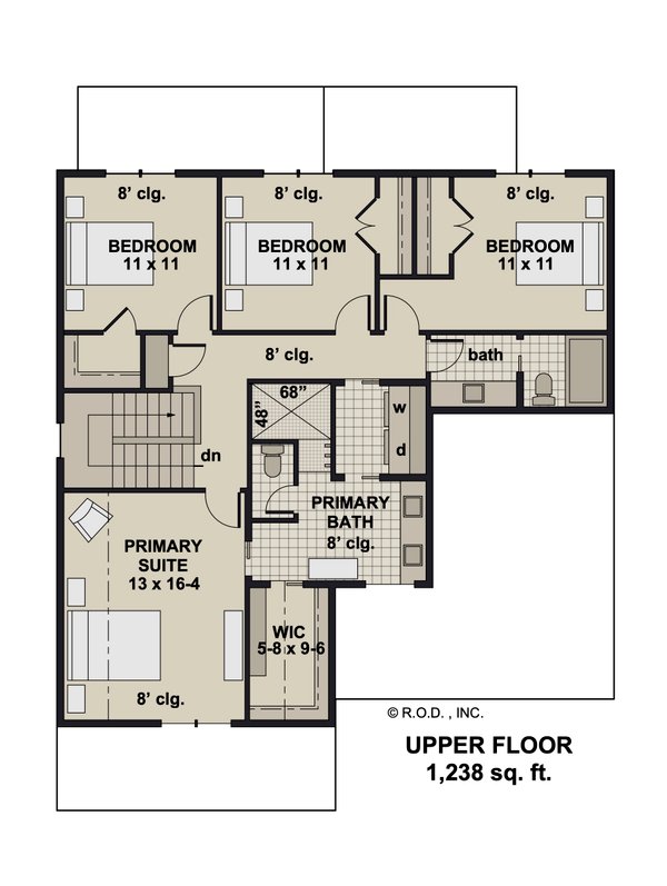 House Blueprint - Craftsman Floor Plan - Upper Floor Plan #51-1353