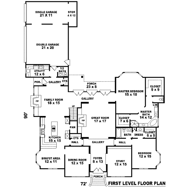Colonial Floor Plan - Main Floor Plan #81-1628