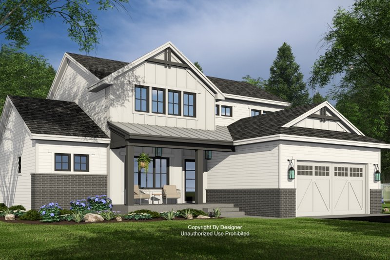 House Blueprint - Farmhouse Exterior - Front Elevation Plan #51-1383
