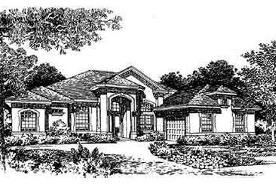Exterior - Front Elevation for Mediterranean House Plan #135-131 - 3 bed, 3 bath