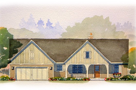 Exterior - Front Elevation for Ranch House Plan #901-64 - 5 bed, 3 bath