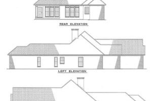 Exterior - Rear Elevation for European House Plan #17-182 - 3 bed, 2 bath