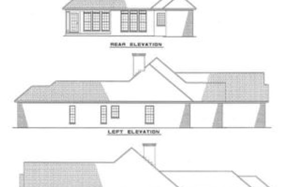 Exterior - Rear Elevation for European House Plan #17-182 - 3 bed, 2 bath
