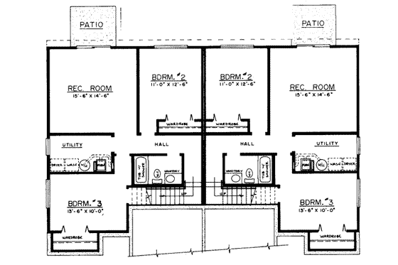 Floor Plan - Lower Floor for Traditional House Plan #303-178 - 3 bed, 2 bath