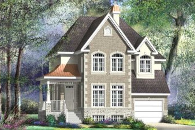 House Blueprint - European Exterior - Front Elevation Plan #25-4161
