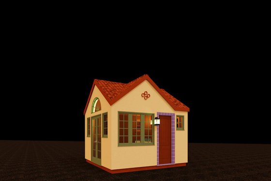 Exterior - Front Elevation for Adobe / Southwestern House Plan #917-20, 0.5 bath