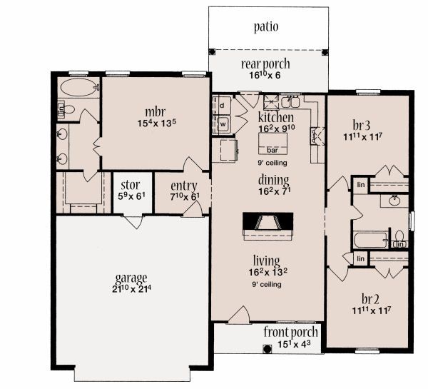 House Plan Design - Traditional Floor Plan - Main Floor Plan #36-478