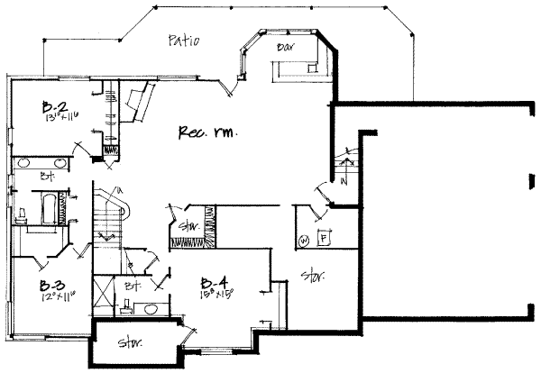 Modern Floor Plan - Lower Floor Plan #308-108