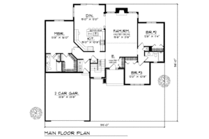 Floor Plan - Main Floor for Traditional House Plan #70-189 - 3 bed, 2 bath