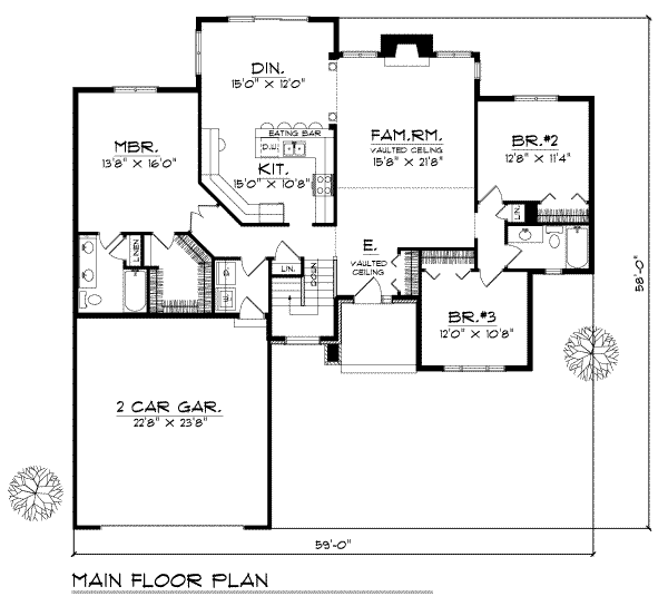 House Plan Design - Traditional Floor Plan - Main Floor Plan #70-189