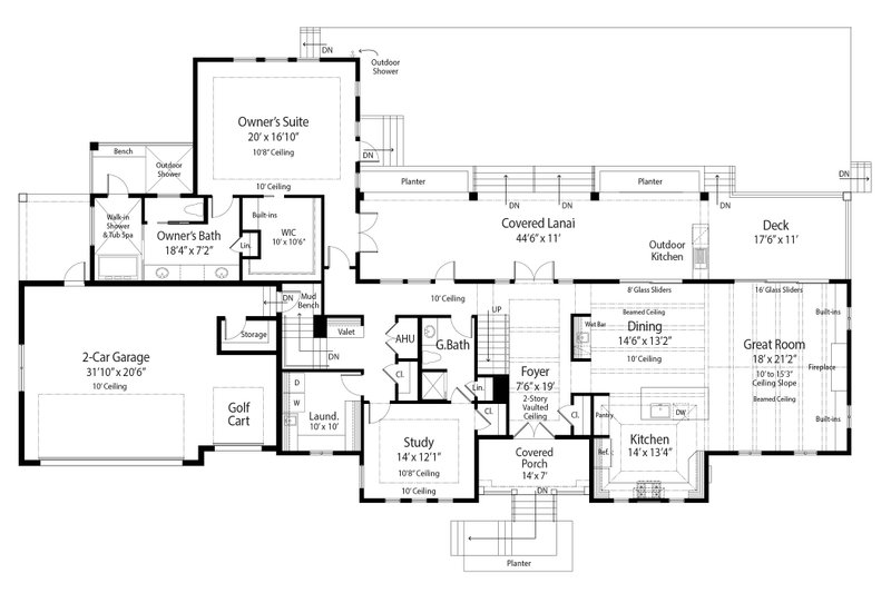 Architectural House Design - Floor Plan - Main Floor for Traditional House Plan #938-149 - 4 bed, 4 bath