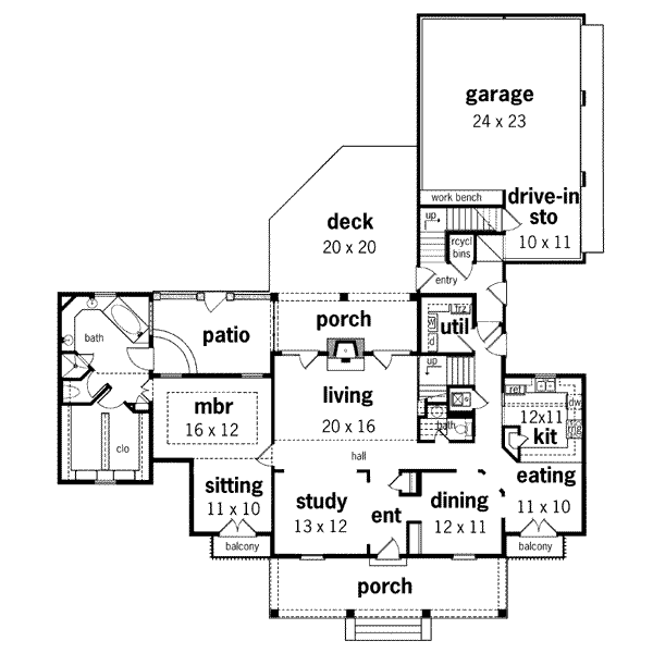 Home Plan - Southern Floor Plan - Main Floor Plan #45-207