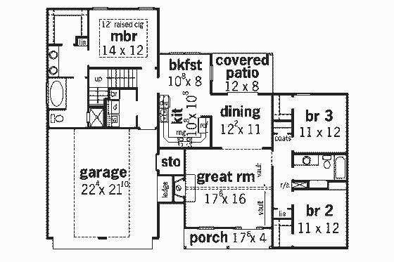 Floor Plan - Main Floor for Traditional House Plan #16-183 - 3 bed, 2 bath