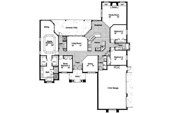 Floor Plan - Main Floor for Mediterranean House Plan #417-262 - 4 bed, 3 bath