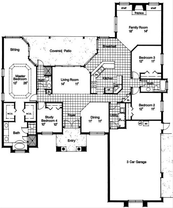 Mediterranean Floor Plan - Main Floor Plan #417-262