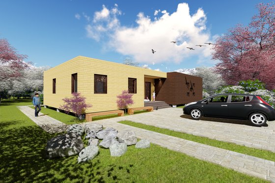 Exterior - Rear Elevation for Modern House Plan #549-3 - 4 bed, 2 bath