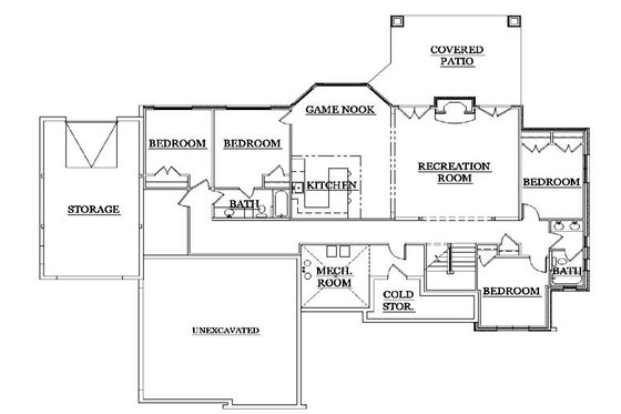 Floor Plan - Lower Floor for European House Plan #5-278 - 6 bed, 4.5 bath