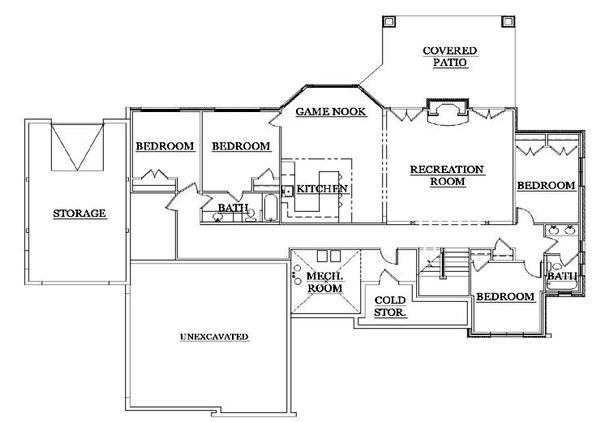 House Plan Design - European Floor Plan - Lower Floor Plan #5-278