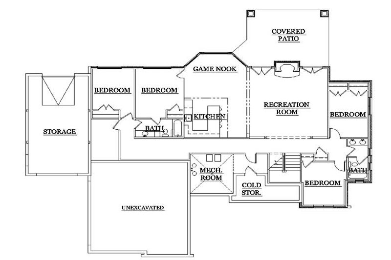 Dream House Plan - Floor Plan - Lower Floor for European House Plan #5-278 - 6 bed, 4.5 bath