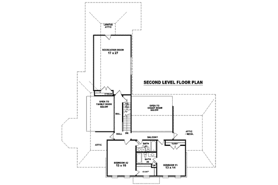 Floor Plan - Upper Floor for Colonial House Plan #81-1264 - 3 bed, 4 bath
