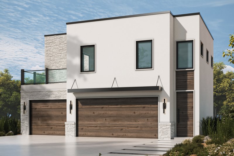 House Blueprint - Exterior - Front Elevation 3 for Modern House Plan #20-2568 - 1 bed, 1 bath