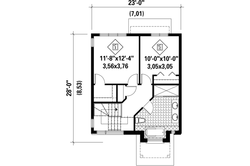 House Design - Floor Plan - Upper Floor for Contemporary House Plan #25-4434 - 2 bed, 1 bath