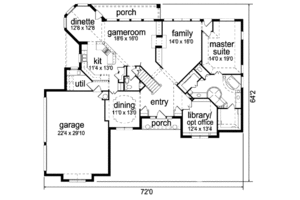 Floor Plan - Main Floor for Traditional House Plan #84-322 - 4 bed, 3.5 bath
