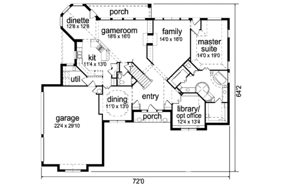 Floor Plan - Main Floor for Traditional House Plan #84-322 - 4 bed, 3.5 bath