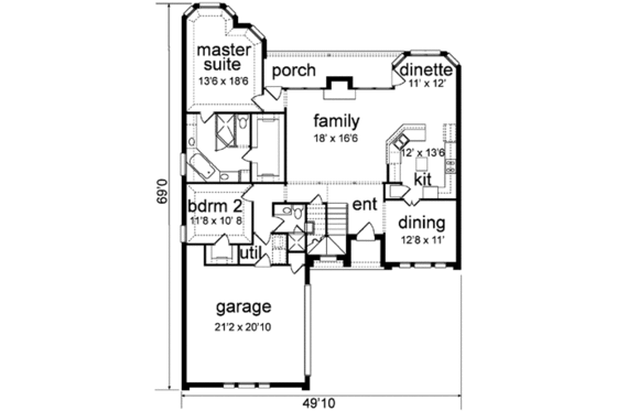 Floor Plan - Main Floor for Traditional House Plan #84-171 - 4 bed, 3 bath