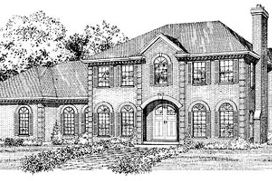 Exterior - Front Elevation for European House Plan #47-194 - 4 bed, 3 bath