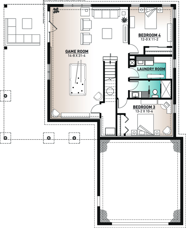 House Blueprint - Cottage Floor Plan - Lower Floor Plan #23-2680