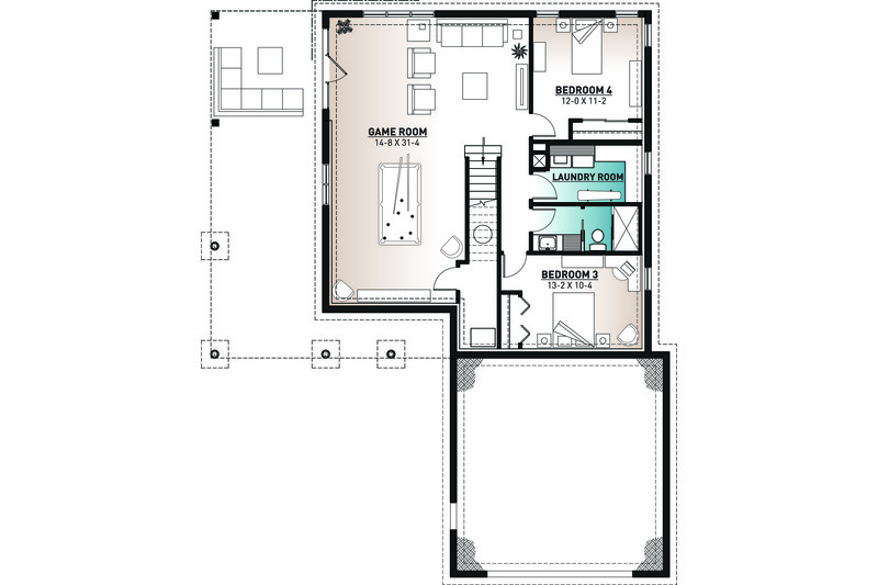 Dream House Plan - Floor Plan - Lower Floor for Cottage House Plan #23-2680 - 4 bed, 3 bath