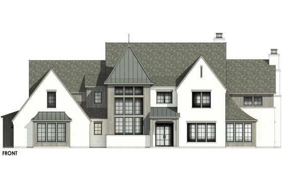 Exterior - Front Elevation 5 for Tudor House Plan #1096-2 - 4 bed, 4.5 bath