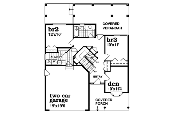 Floor Plan - Main Floor for Traditional House Plan #47-357 - 3 bed, 2.5 bath