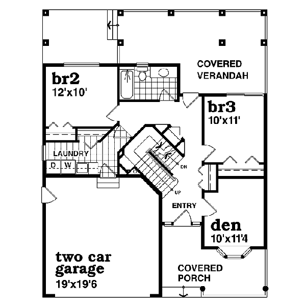 Floor Plan - Main Floor for Traditional House Plan #47-357 - 3 bed, 2.5 bath